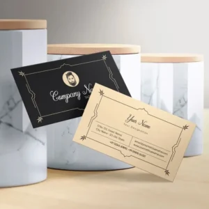 Velvet laminated business cards Dubai with smooth matte finish on front and back.